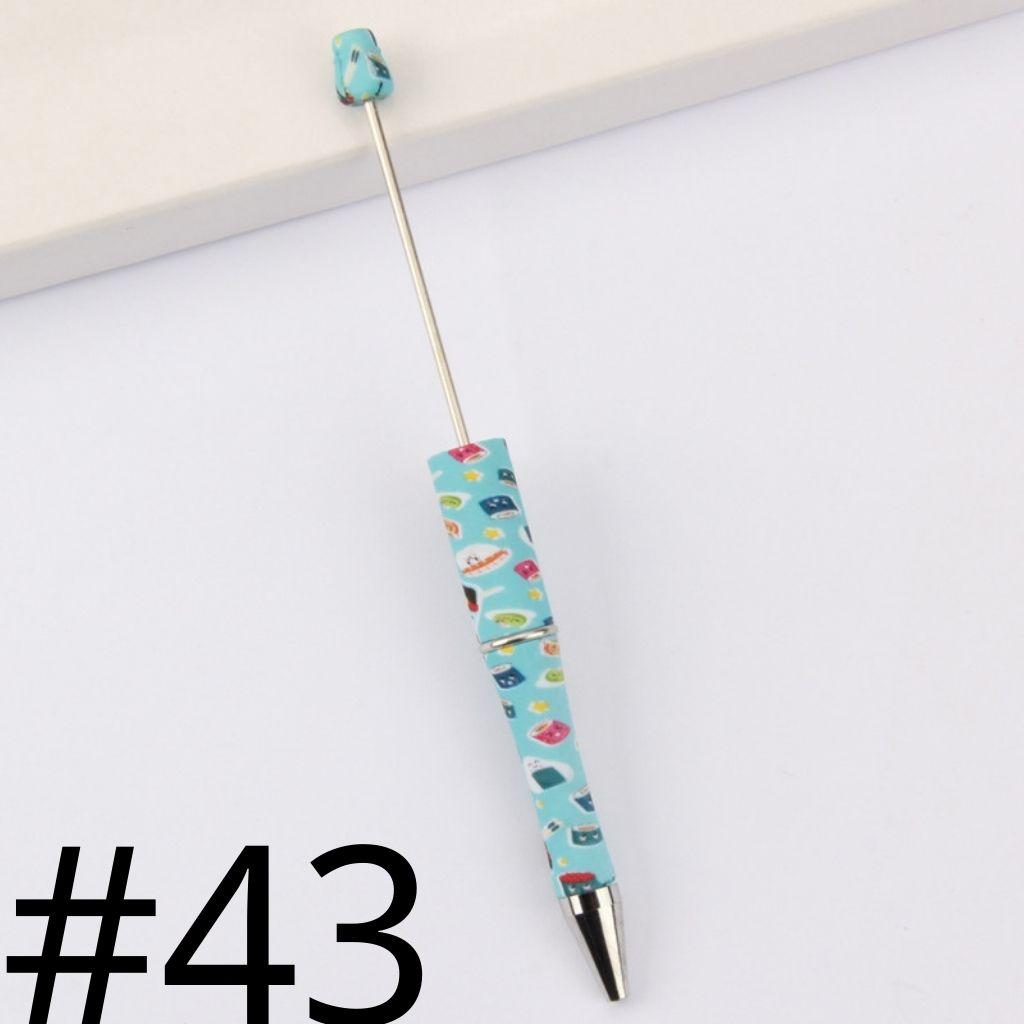 Pink and Blue Flower Sushi Printed Beadable Pens Number 43