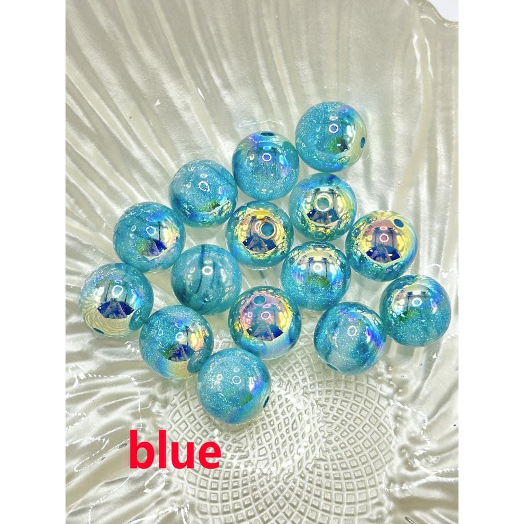 Glossy Acrylic Beads with Glitter Inside, Little UV Plating, 16mm FS
