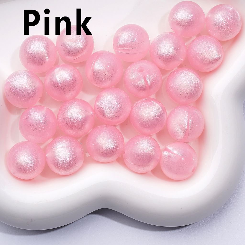 Glossy Multi-Color Round Acrylic Beads – Sparkling Glitter Finish, 16MM