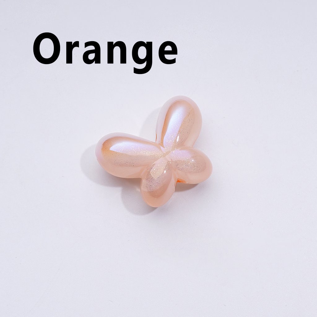 Glittery Luminous Butterfly Bow Acrylic Beads with UV Coating, Approx. 25x19MM