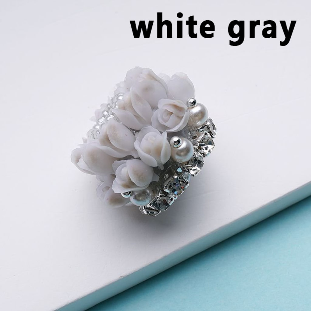 Cute Flowers Bling Bling Tulips Clear Rhinestones Chains White Pearls Round Acrylic Beads, Around 25*18MM
