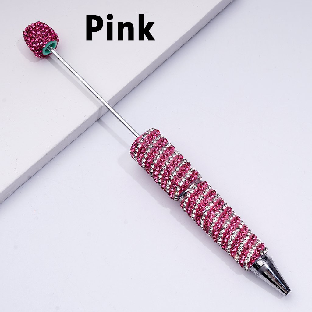 Clay Beadable Pens – Covered in Dual-Color Rhinestones with Oblique Striola Stripes
