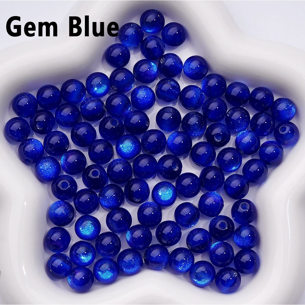 10MM Round Acrylic Beads – Mini Multi-Color Glitter Cat Eye Style