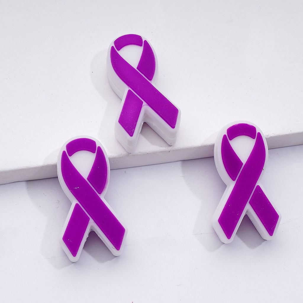 Vibrant Silicone Focal Beads with Colorful Ribbon Designs