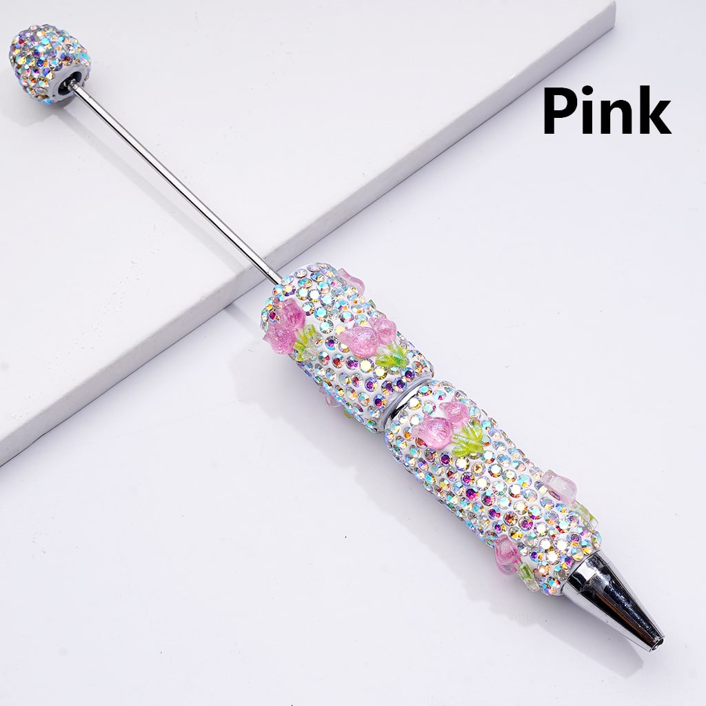 Cute Tulip Flower Clay Pen with Shiny AB Rhinestones