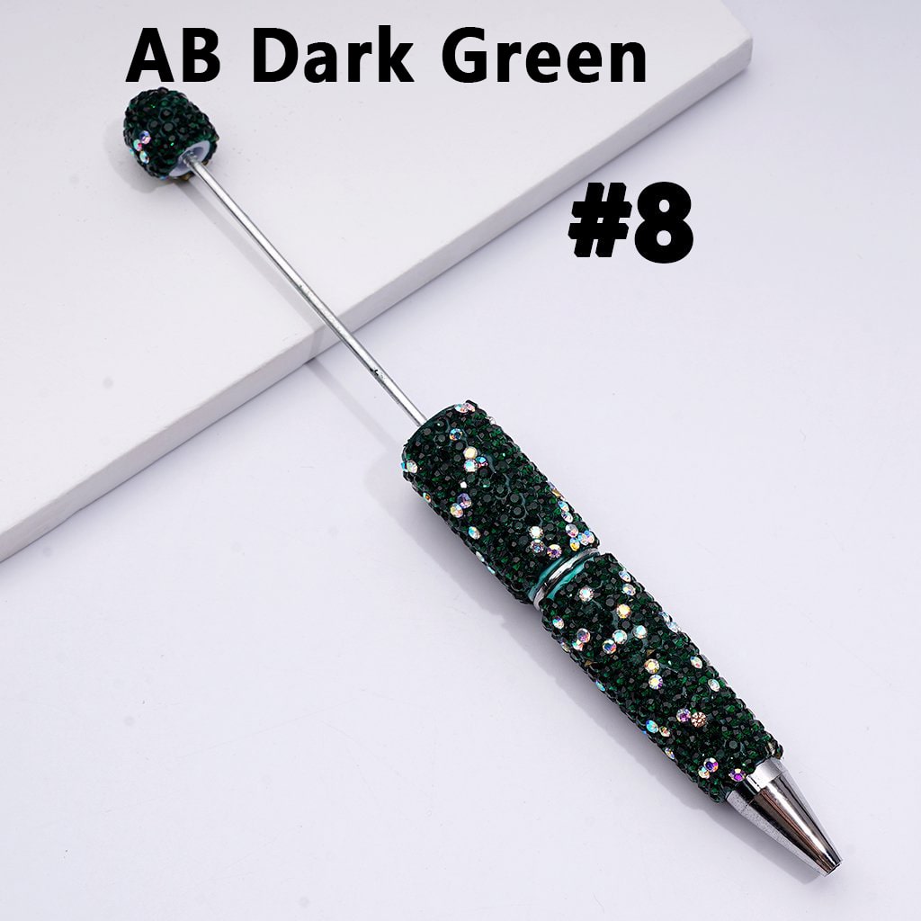 Beadable Clay Pens – Fully Wrapped in Multi-Color & AB Rhinestones for a Vibrant, Eye-Catching Design
