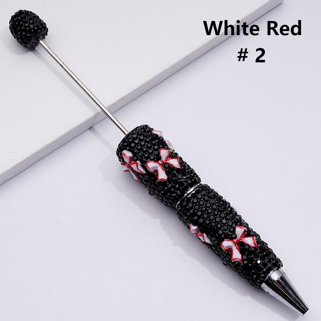 Bowknots Double Color Black Rhinestones Beadable Clay Pens