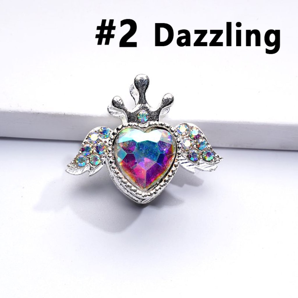 Fancy Bling Bling Silver Alloy Heart Angel Crown with Large Heart Inside Mini AB Rhinestones Beads, Around 25*20MM