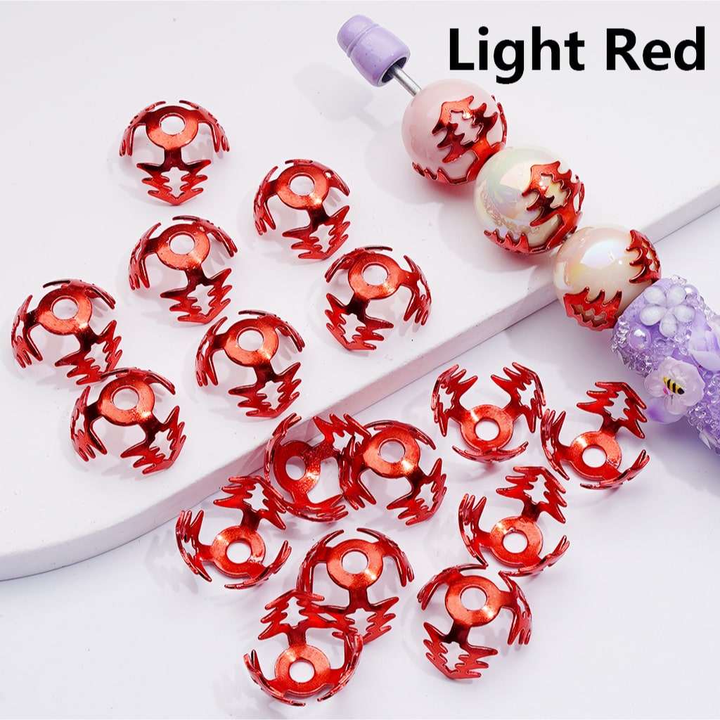 Festive Metal Bead Cage Cap 16MM Christmas Tree Design