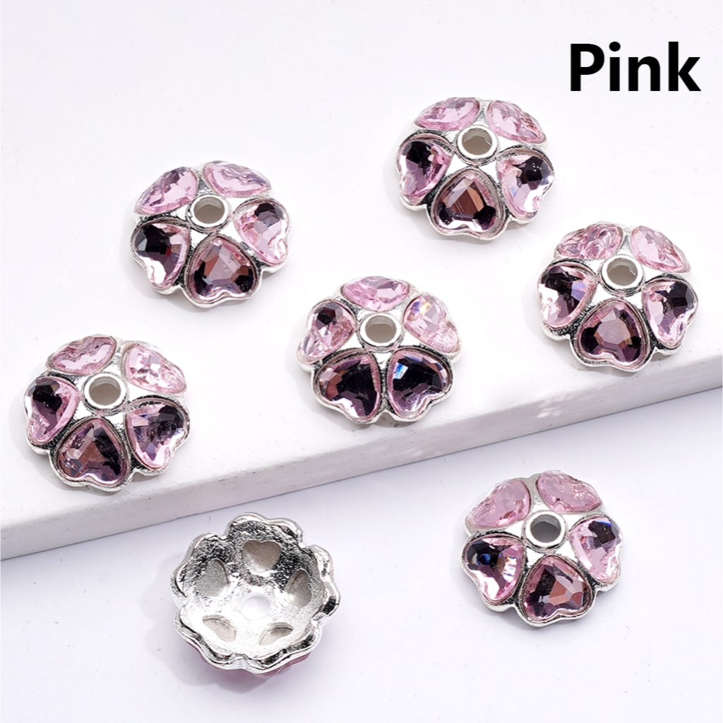 Metal Alloy Beads Cage Cap Heart Rhinestones Silver 16MM (Single Color is available for 100pcs(Whole Bag))