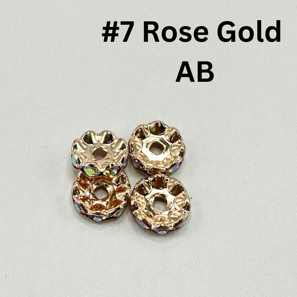 Wavy Shape Metal Spacers with Rhinestones in Solid Colors, 10mm