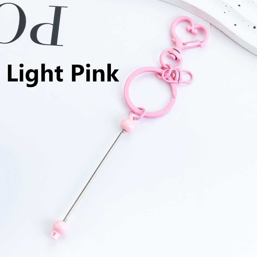 Metal Keychain with Bar and Heart Shape Clasp in Solid Color DIY Beadable 154MM