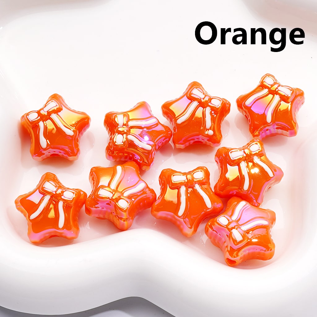 UV Coated Acrylic Beads Shiny Five-Pointed Star with Bowknots Multi-Color 20MM (Single Color is available for 200pcs(Whole Bag))