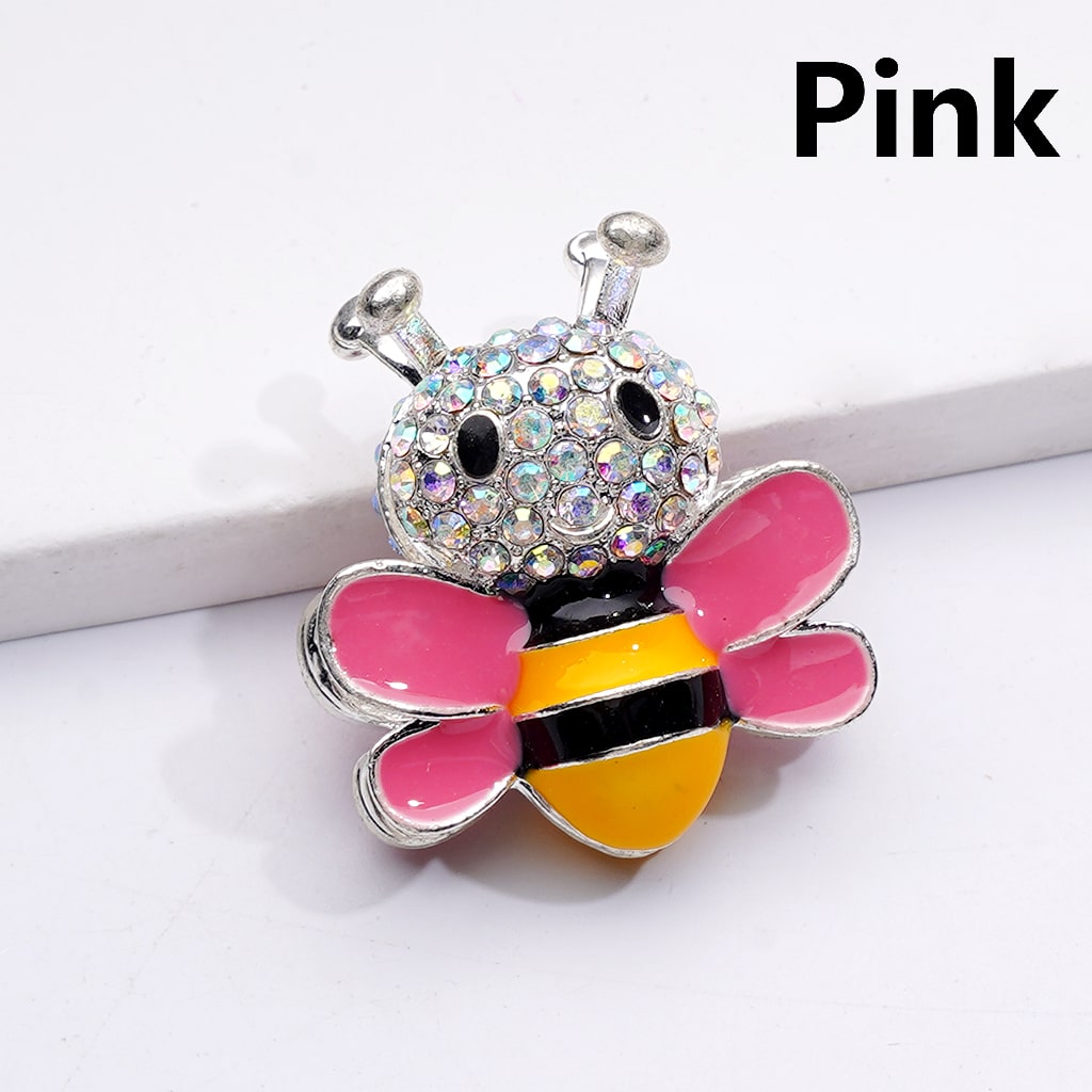 Fancy Bee Design with AB Rhinestones & Solid Color Wings Silver Alloy Beads 29×26MM