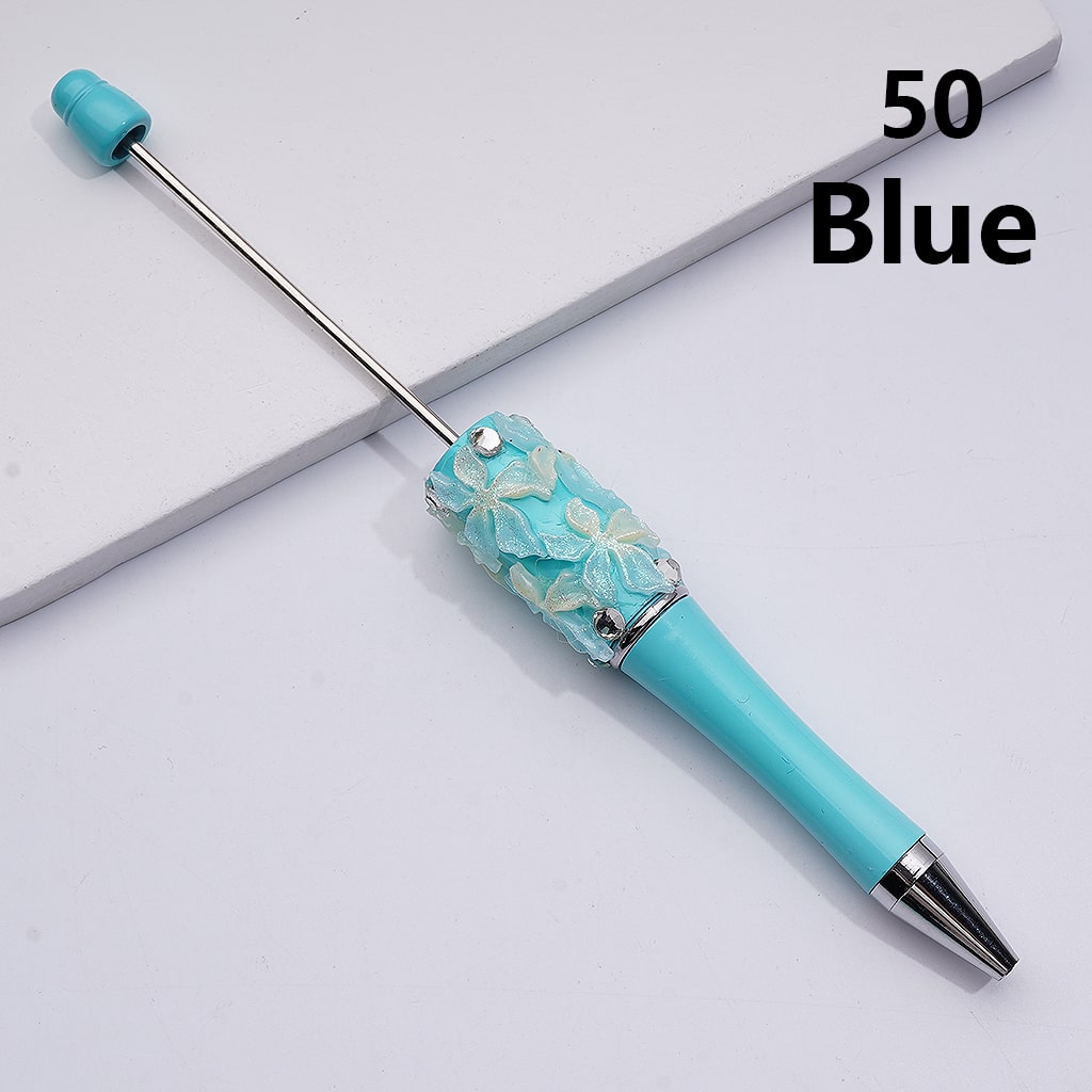 Glitter Shiny Flowers with Clear Rhinestones Double Color Beadable Pens