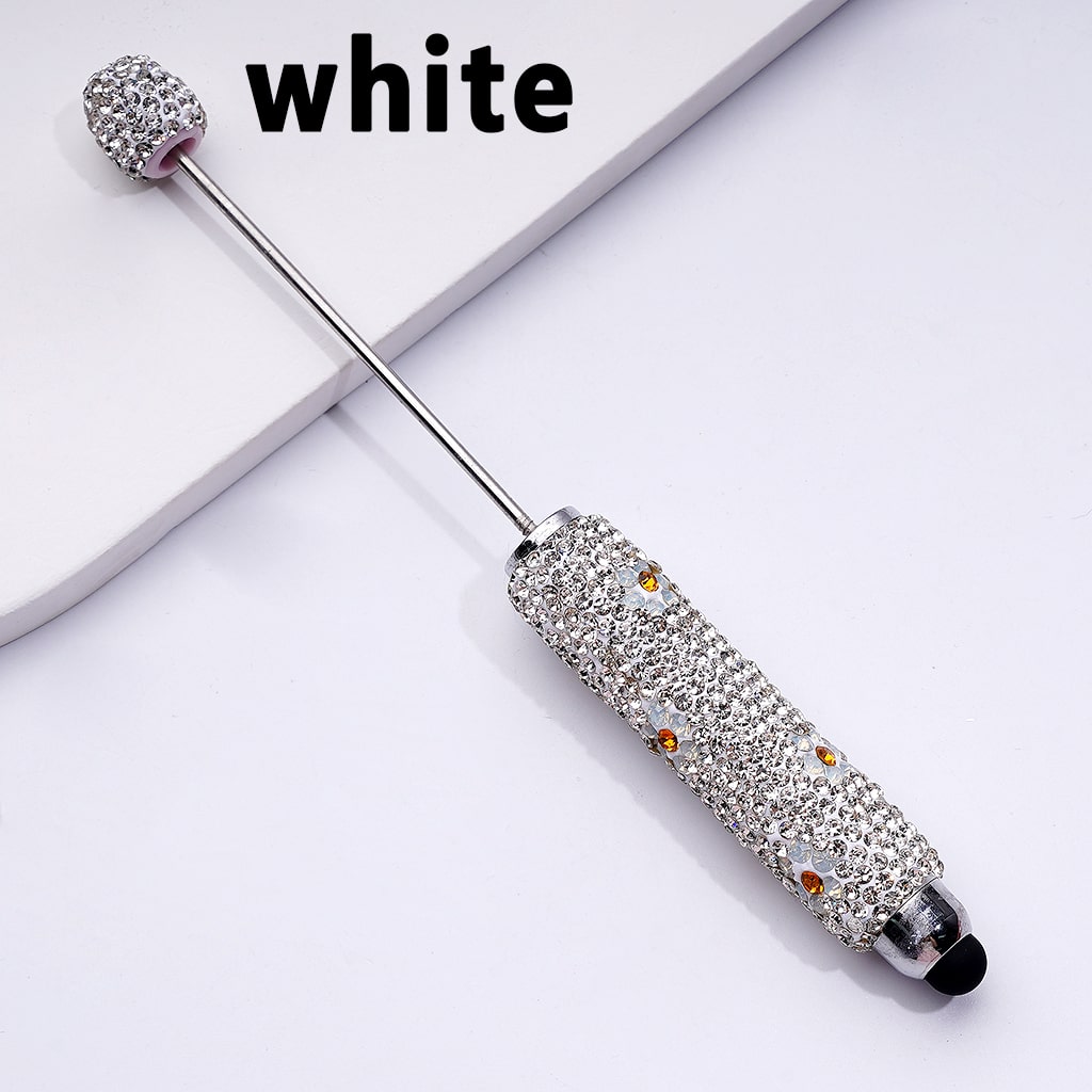 Beadable Clay Stylus Pen Adorned with Charming Mini Flowers & Sparkling Multi-Color Rhinestones
