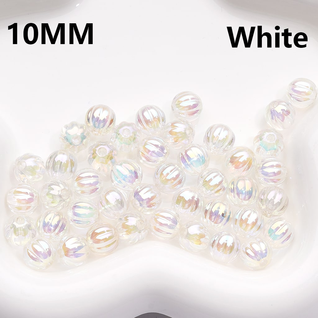 UV Coated Translucent Pumpkin Halloween Design Multi-Color Acrylic Beads 10MM