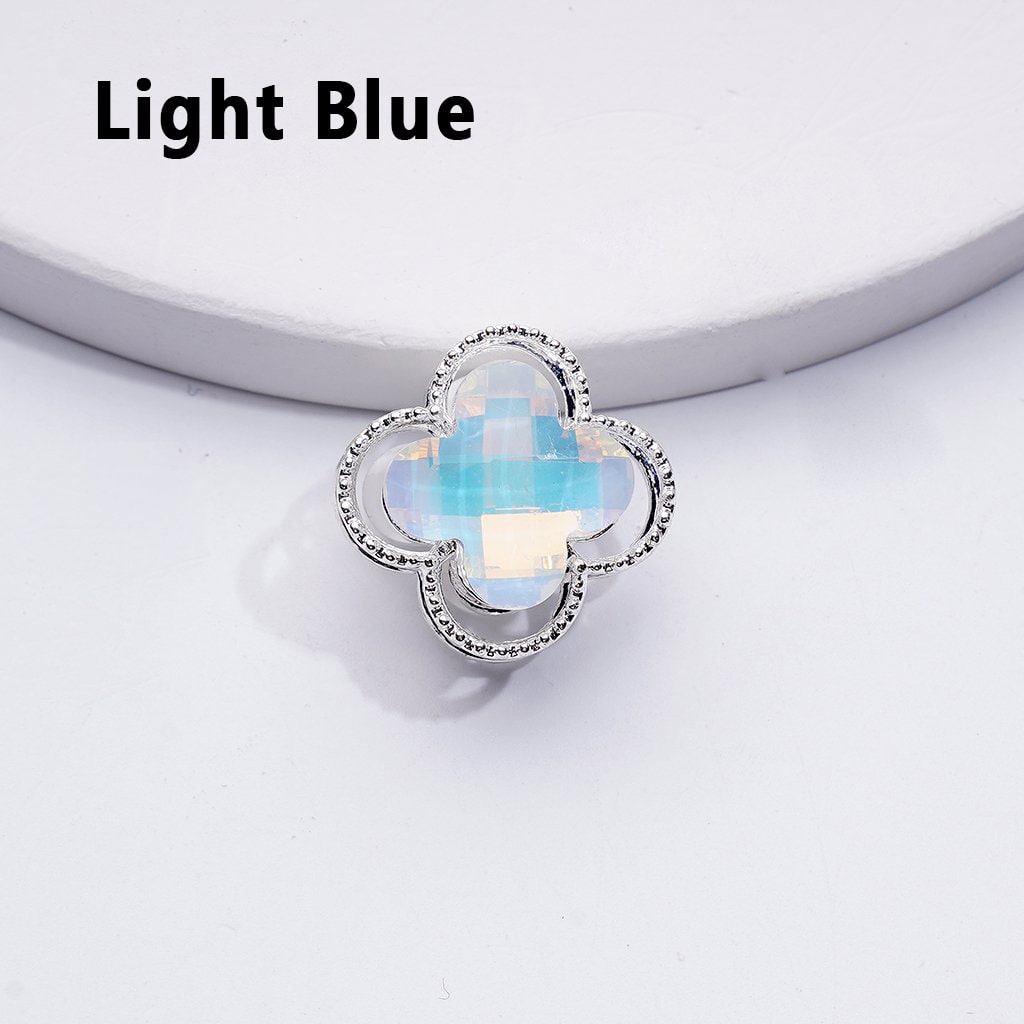 Elegant Silver Alloy Quatrefoil Floral Beads Adorned with Vibrant Shimmering Rhinestones, Approximately 16MM