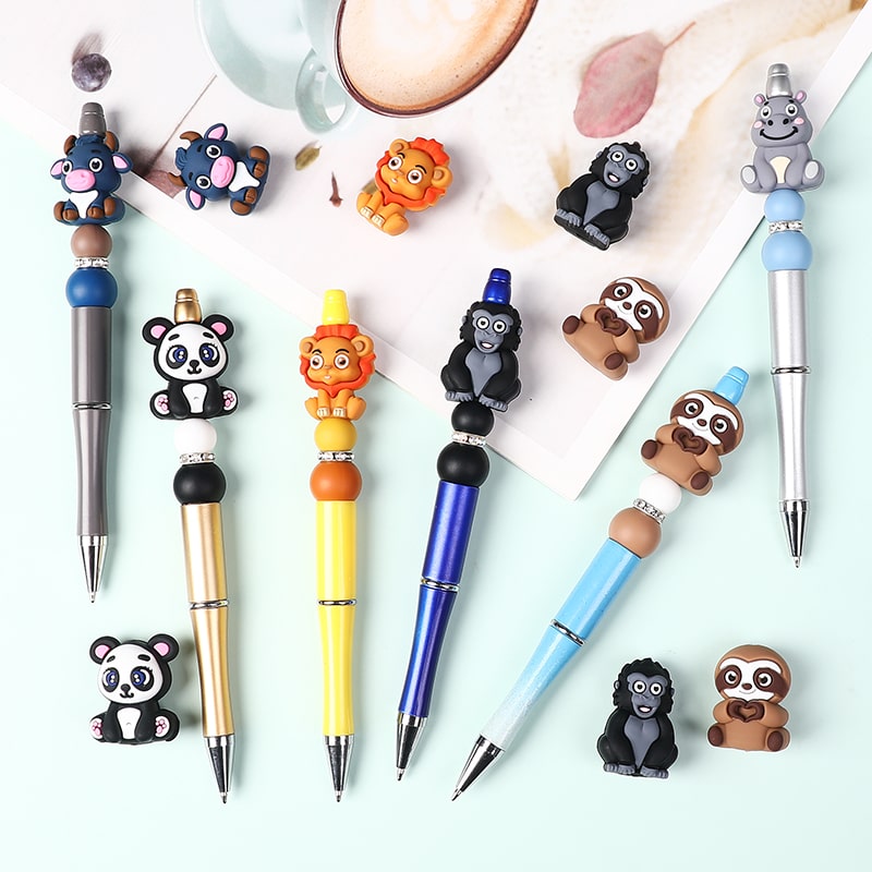 3D Fun Animal Cow, Panda, Sloth, Hippo, Lion, Gorilla Characters Silicone Focal Bead