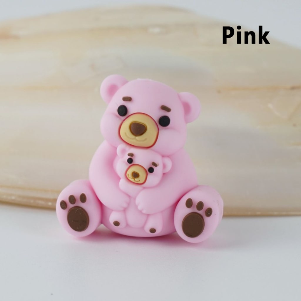 Cute Bear 3D Vivid Mom Baby Silicone Focal Beads