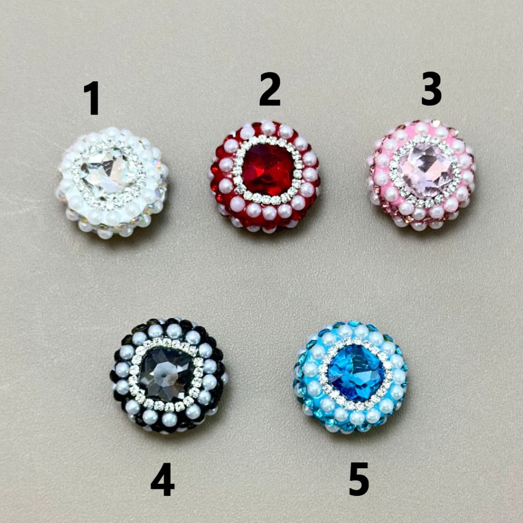 AB & Clear Rhinestones Bling Bling Chain, White Pearls, and Large Diamonds Inside Solid Color Clay Beads Around 21MM Please Read the Description
