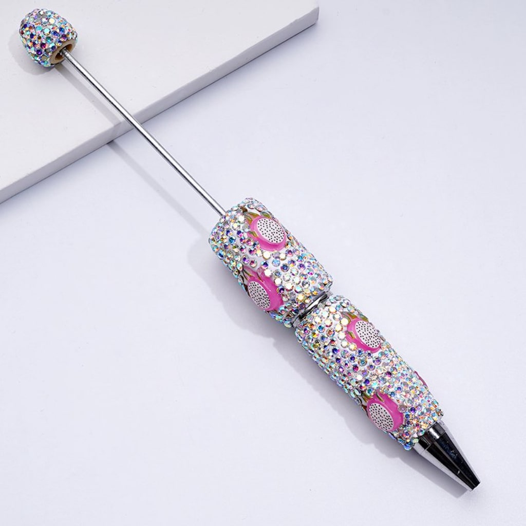 Vivid Yummy Fruit Dragon Fruit Pitaya Beadable Clay Pens with Mini AB Rhinestones Covered the Entire Pen