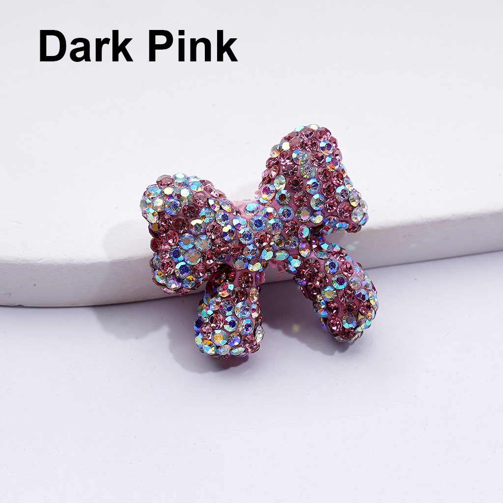 Colorful Bowknot Clay Beads with AB Rhinestones Adorable Multi-Color, 24*26MM, Random Mix