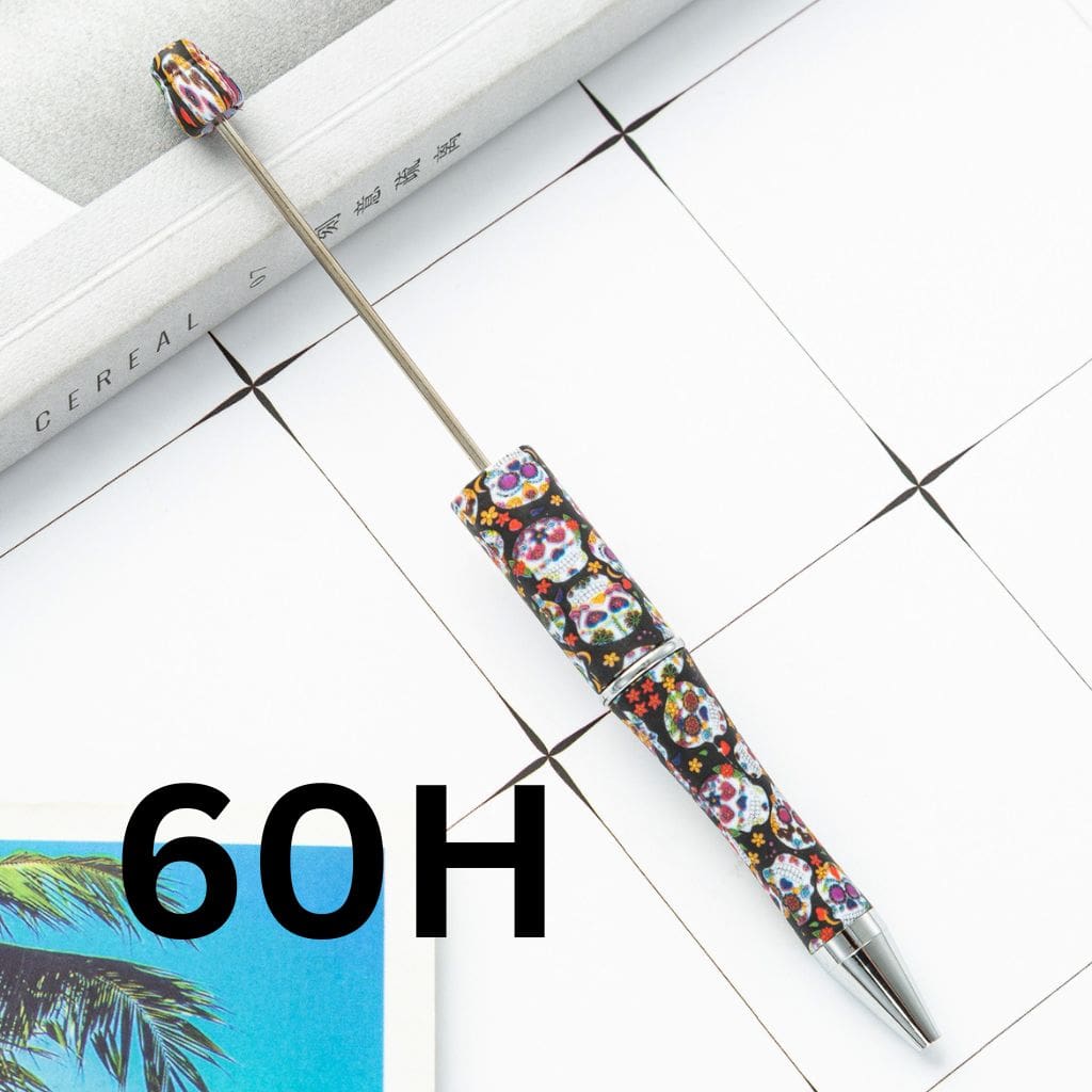Flowers Printed Colorful Beadable Pens Number 60H