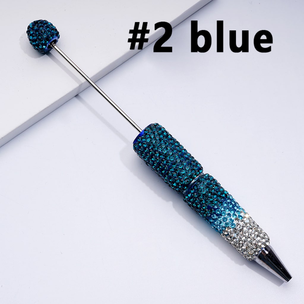 Beadable Clay Pens Ombre Color with Shiny Rhinestones Covered the Entire Pen