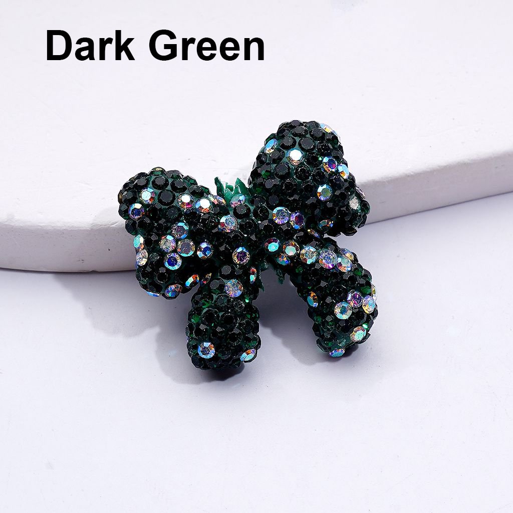 Colorful Bowknot Clay Beads with AB Rhinestones Adorable Multi-Color, 24*26MM, Random Mix