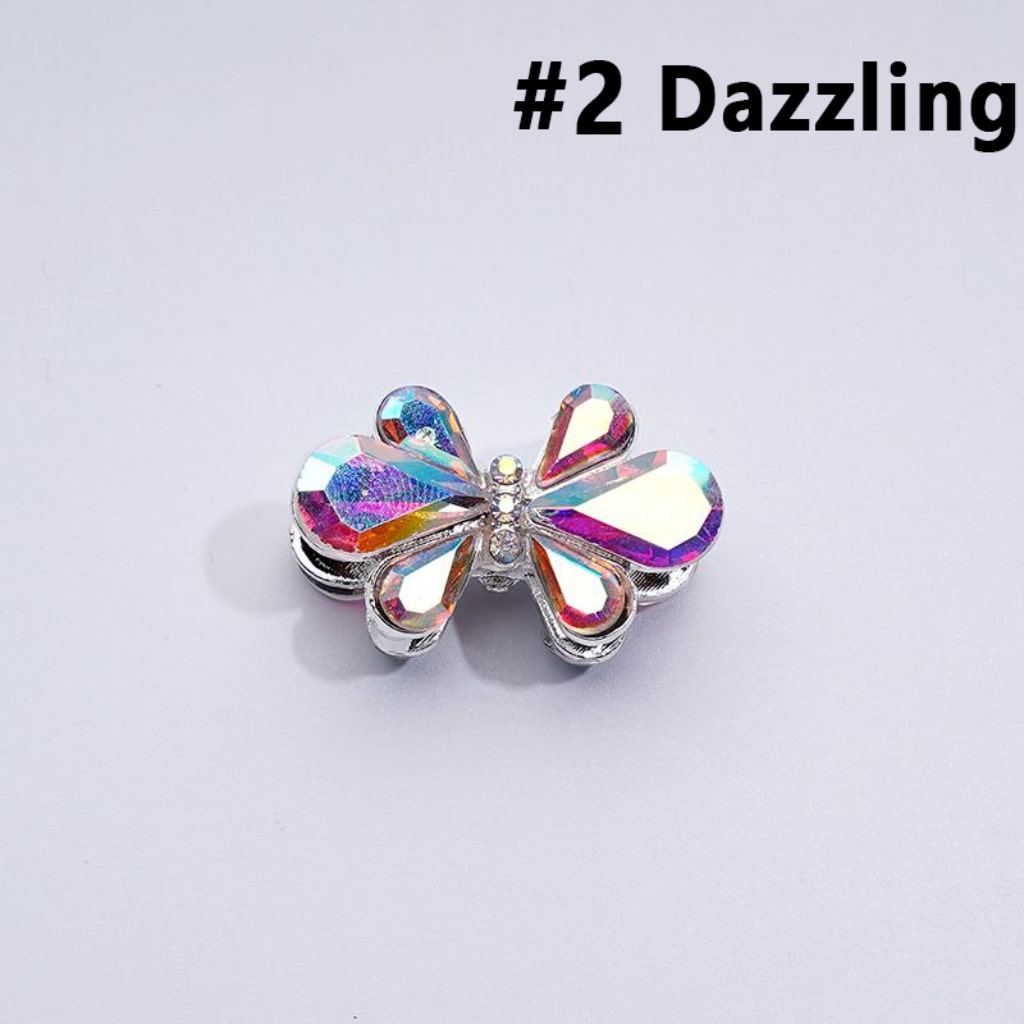 Delicate Fancy Silver Alloy Bowknot Flower with Colorful & AB Rhinestones Beads, Around 28*18MM