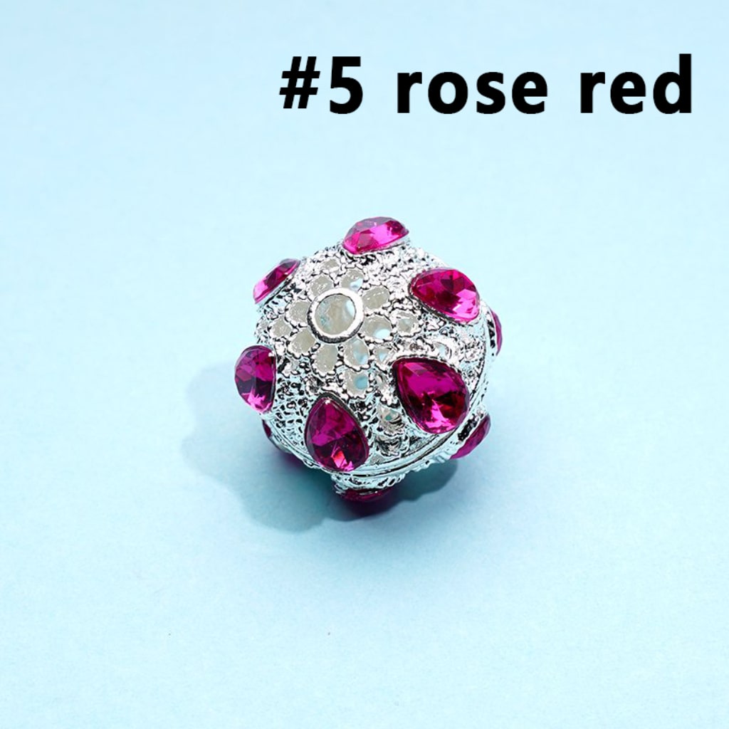 Hollow Ball Exquisite Silver Alloy with Colorful Rhinestones Beads, Around 16MM