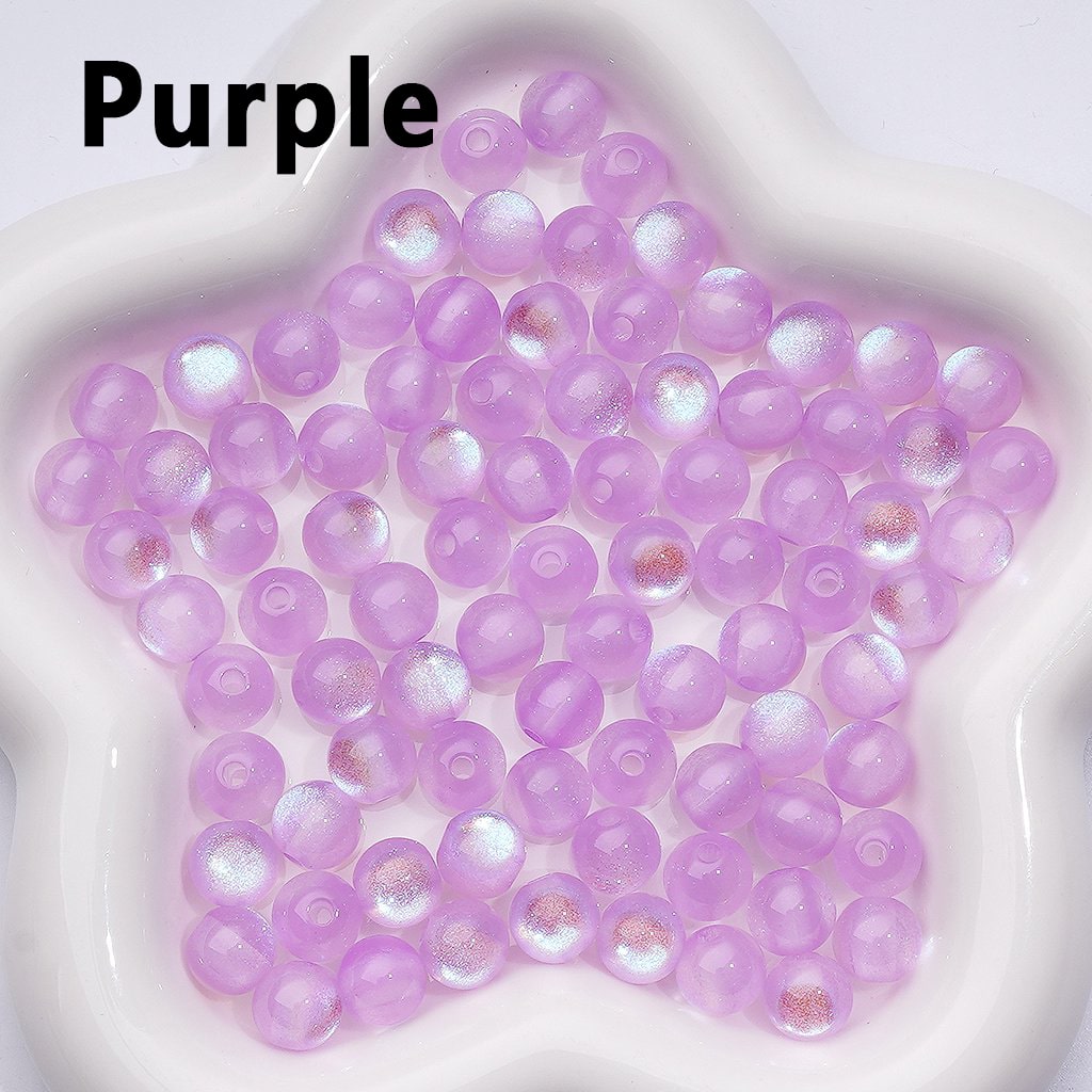 10MM Round Acrylic Beads – Mini Multi-Color Glitter Cat Eye Style