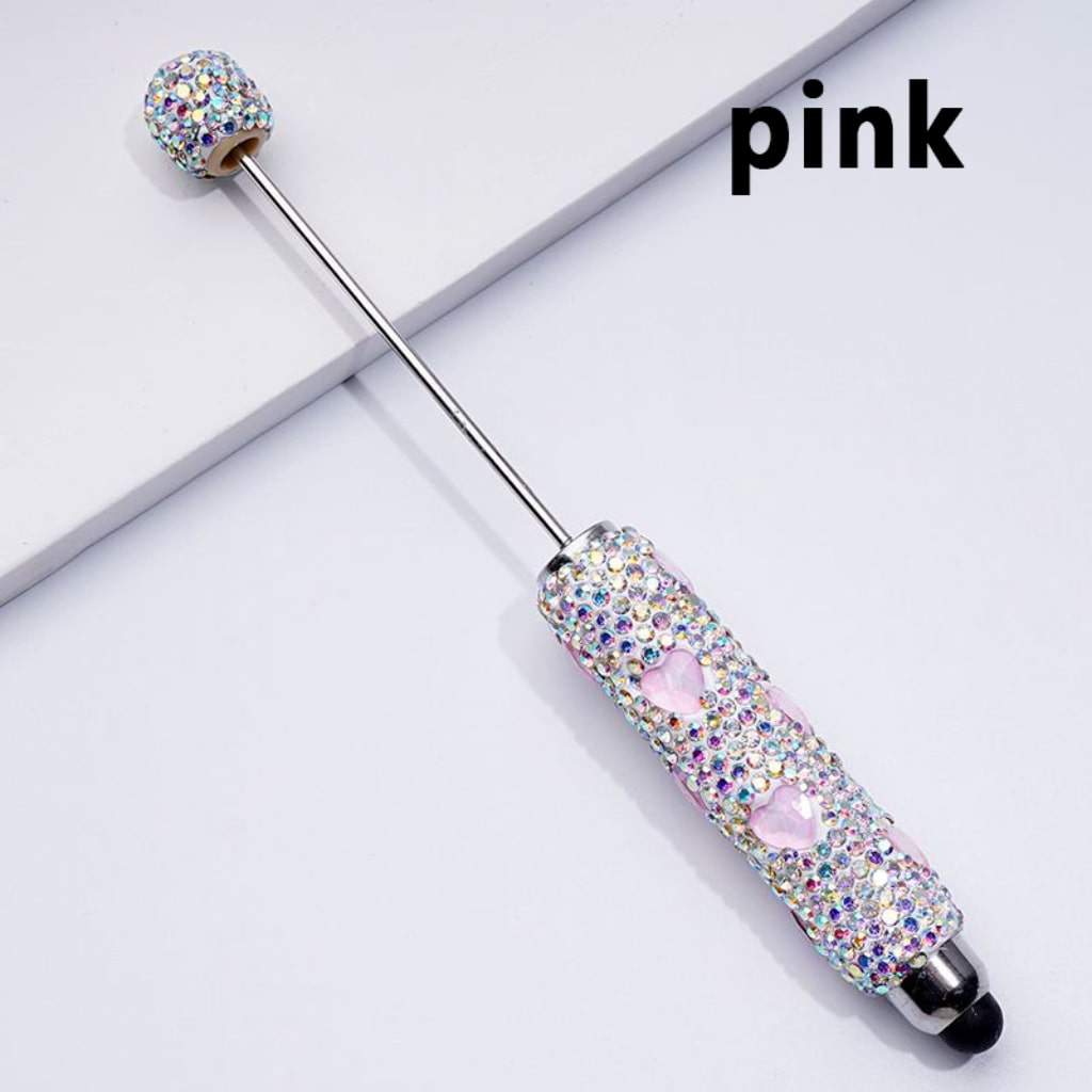 Colorful Heart Rhinestones Mini AB Rhinestones with Beadable Clay Stylus Pens Covered the Entire Pen