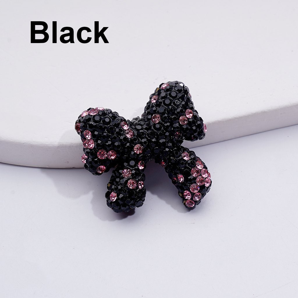 Colorful Bowknot Clay Beads with AB Rhinestones Adorable Multi-Color, 24*26MM, Random Mix