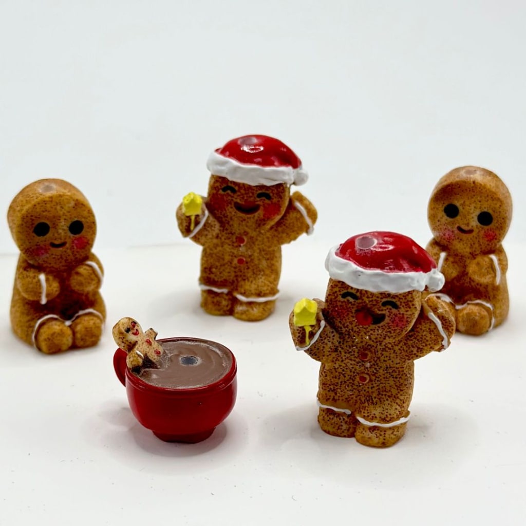 Gingerbread Christmas Vivid Cute Pen Topper Acrylic Beads, Around 26MM Long