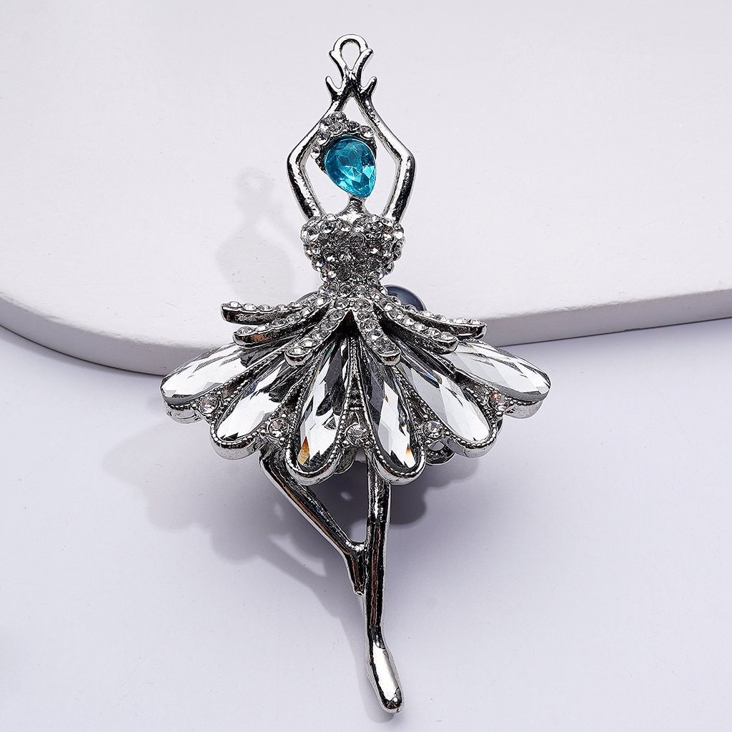 Fancy Gold Silver Alloy Exquisite Ballerina Dancer with Cute Hearts Butterflies Flowers Shiny Rhinestones Clay Beads, Around 86*48MM