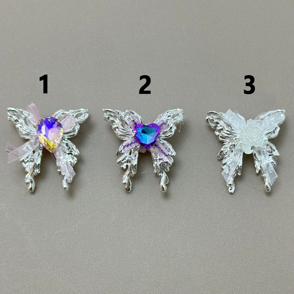 Mini Flower Oval Heart Exquisite Silver Alloy Butterfly with Ribbon Water Drop Shape Diamond, Around 32*32MM, Please Read the Description
