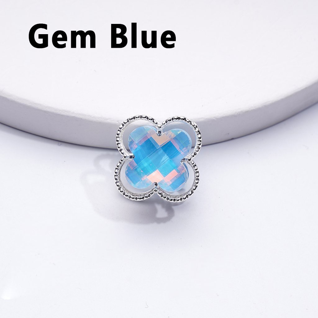 Elegant Silver Alloy Quatrefoil Floral Beads Adorned with Vibrant Shimmering Rhinestones, Approximately 16MM