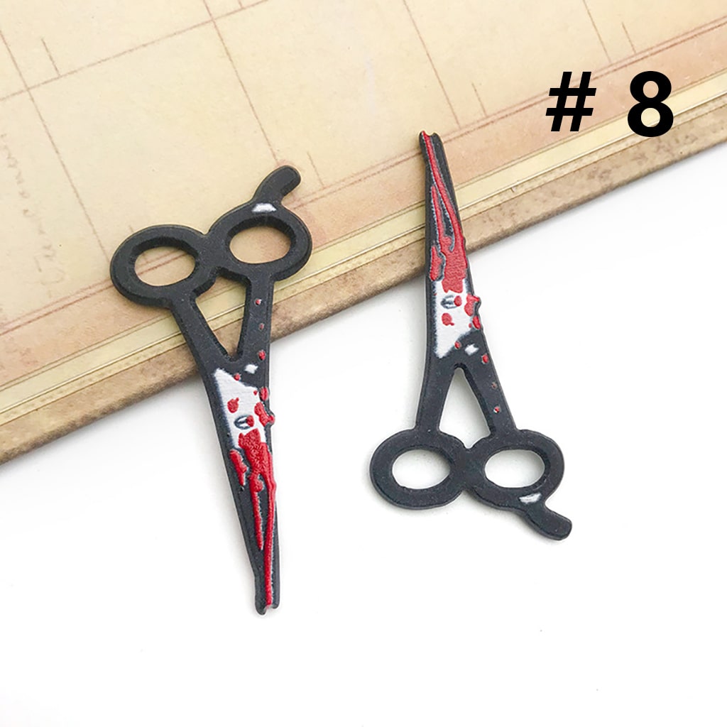 Plastic Halloween Horror Knife Axe Saw Scissors Dagger Jewelry Accessories, Random Mix