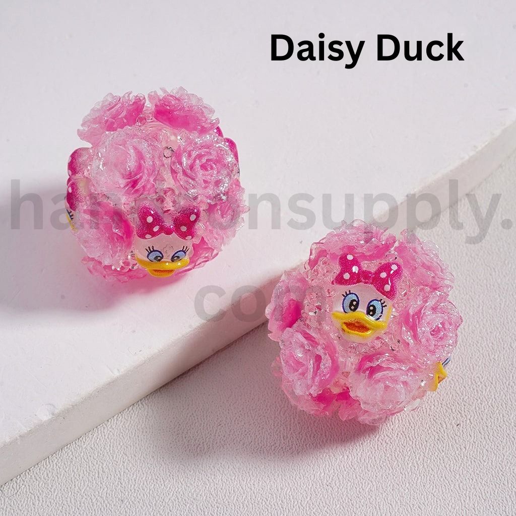 Luminous Cartoon Flower Characters Kuromi, Donald Duck, Minnie, Winnie the Pooh, Hello Kitty, Stitch, James P. Sullivan, Capybara, Cinnamonroll Acrylic Beads Multi Color Mix