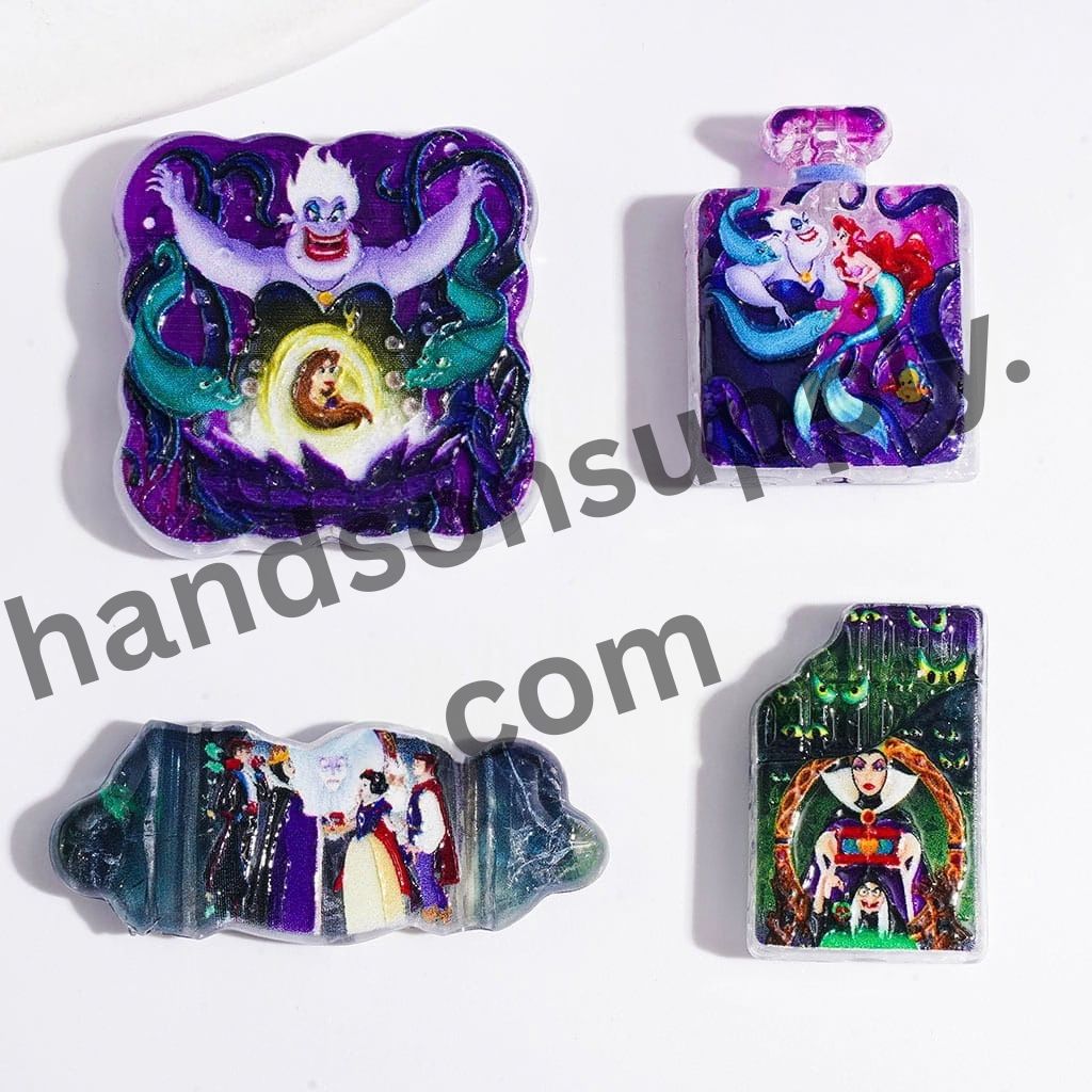 Creepy Villain Character & Princess Collection Crackle Acrylic Beads & Pendant Charms, Random Mix