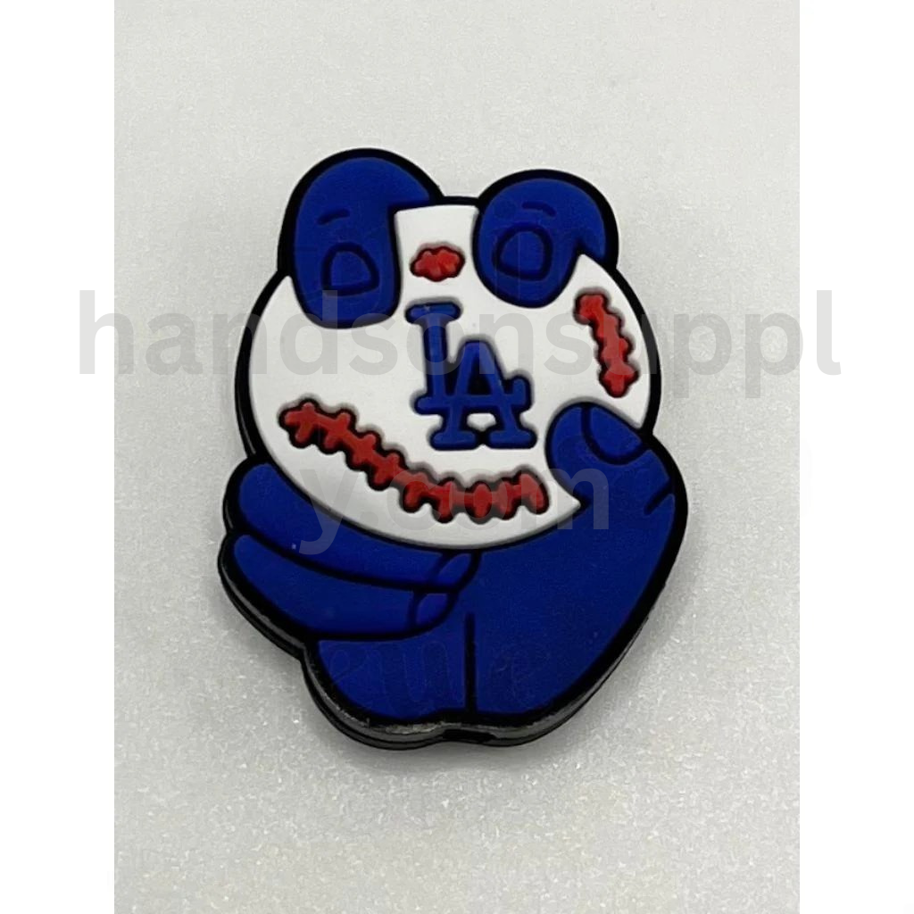 Blue Hand Sign with LA Baseball Team Theme Silicone Focal Beads