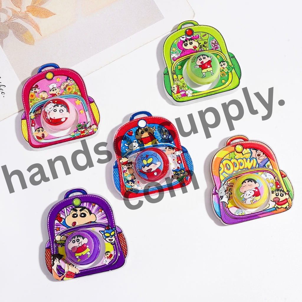 Japanese Anime Funny Boy Character Printed Hollowed School Bag Frame & Round Acrylic Beads Collection Set, Multicolor, Random Mix