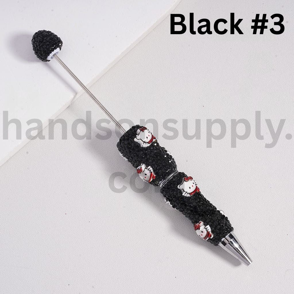 Colorful Beadable Clay Pens with Rhinestones Sanrio Family Charms (Hello Kitty, Pochacco, Pom Pom Purin, Kuromi)
