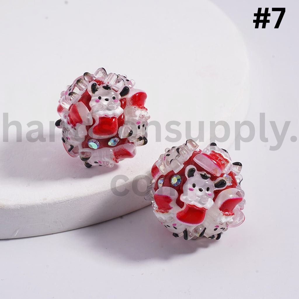 Christmas Icons & Sanrio Characters Santa, Snowman, Christmas Hat Socks Elk Snowman Christmas Tree, Pochacco Cinnamonrol Pom Pom Puri AB Rhinestones & More 20mm Clay Beads