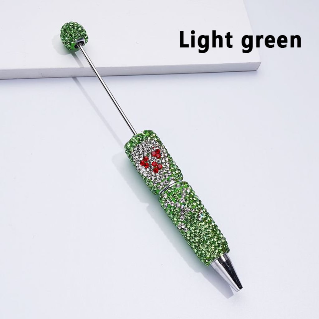 Skull Head Design Horror Skeleton Beadable Clay Pens with Colorful Rhinestones Covered the Entire Pen