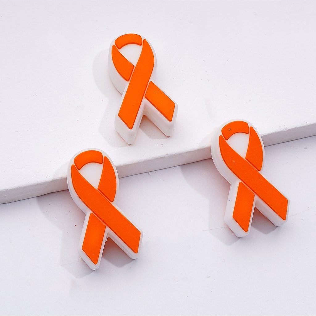 Vibrant Silicone Focal Beads with Colorful Ribbon Designs