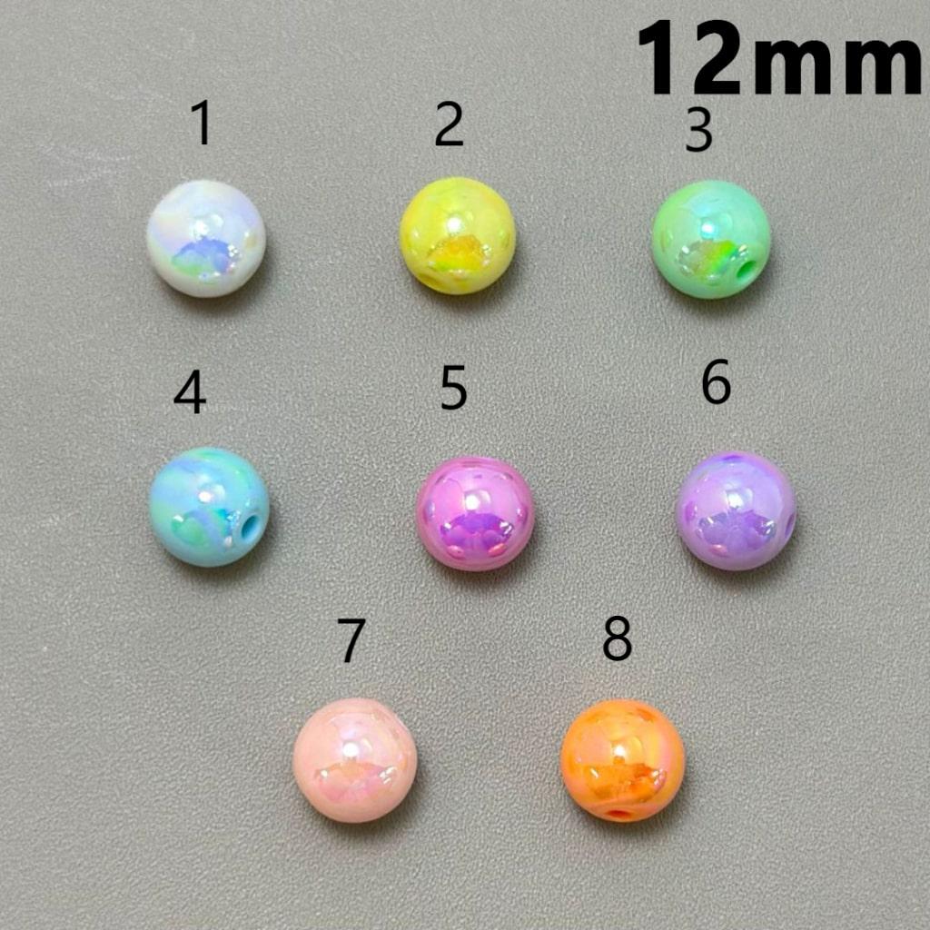 Bling Bling AB Coating Candy Color Round Acrylic Beads, 12MM, Please Read the Description