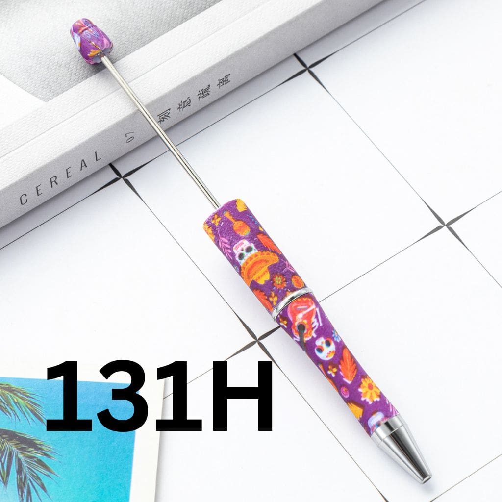 Halloween Skull Printed Purple Color Beadable Pens Number 131H